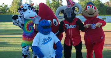 The Chill's very own Tundra, Woody from Ben and Jerry's, and Bernie from the Inland Empire 66ers were on hand for Rocky's 8th Birthday Friday Night